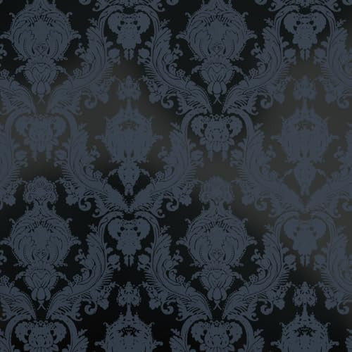 Tempaper Textured Black Damsel Removable Peel and Stick Damask Wallpaper New