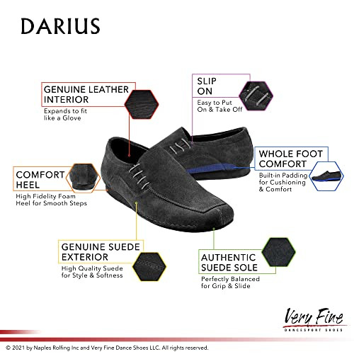 Very Fine Mens Darius Black Suede Ballroom Waltz Latin Slipon Dance Shoe M 10.5 New