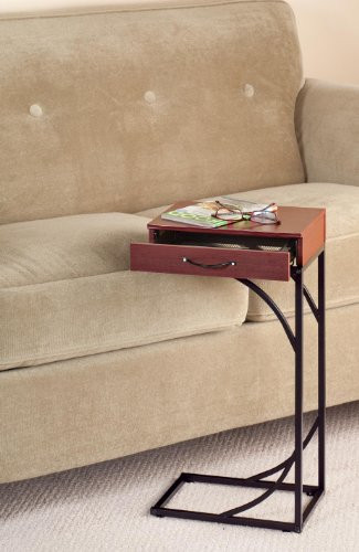 Etna Products Sofa Side Table with Drawer by EasyComforts - Walnut New