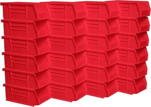 Akro-Mils 30220 AkroBins Plastic Storage Bins 7"x4"x3", Red, 24-Pack New