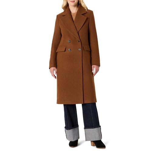 AMAZON ESSENTIALS WOMEN'S RELAXED-FIT WOOL-BLEND COAT - CARAMEL HEATHER LARGE