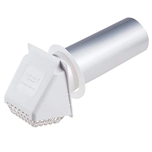 Deflecto Dryer Vent Hood, Wide Mouth, 4", White (RVHAW4) New