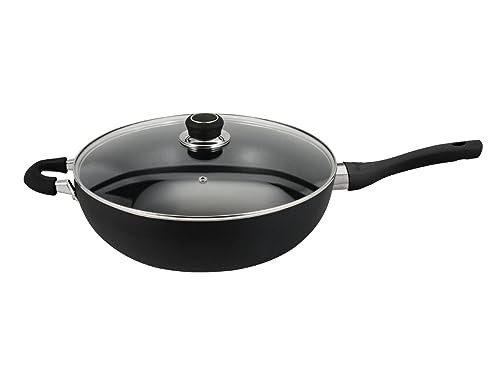 HUDSON 12.6 inch Aluminum Press Wok Pan, Black Nonstick, Classic Line - NEW New