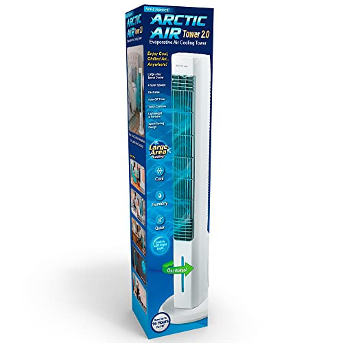 Ontel Arctic Air Tower 2.0 Evaporative Air Cooler 4 Speed Settings - White New