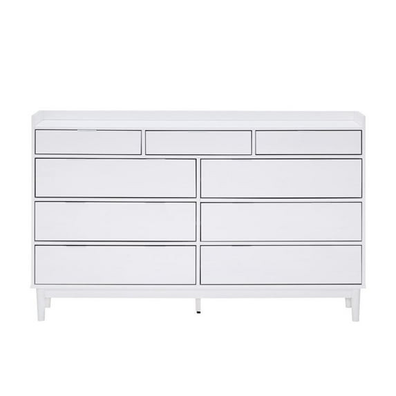 WALKER EDISON LEE 9-DRAWER SOLID WOOD DRESSER, WHITE, 60" - WHITE