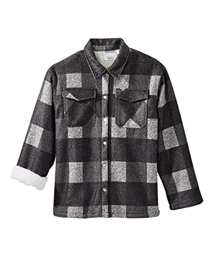 Men’s Magnet Close Adaptive Sherpa Lined Shirt Jacket - Black & Grey Check MED