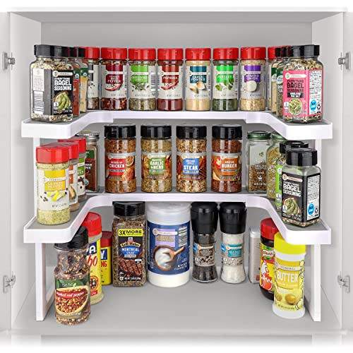 SPICY SHELF PATENTED SPICE RACK AND STACKABLE ORGANIZER ADJUSTABLE - WHITE New