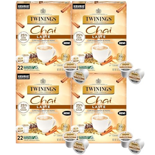 Twinings Chai Latte Black Tea Single Serve K-Cup Pods for Keurig, 22 Count New