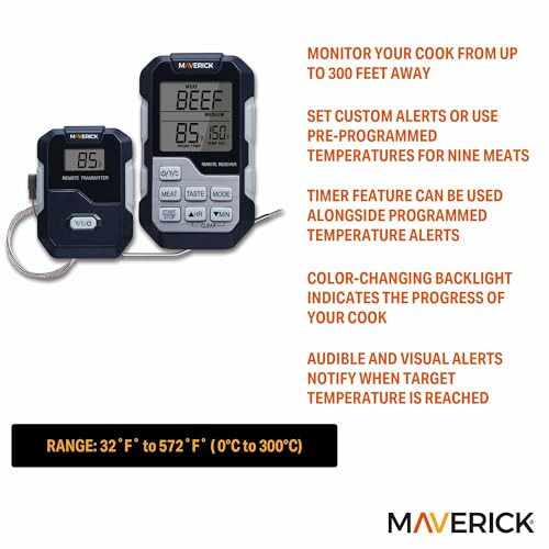 Maverick Long Range Digital Wireless Meat Thermometer 300 ft New