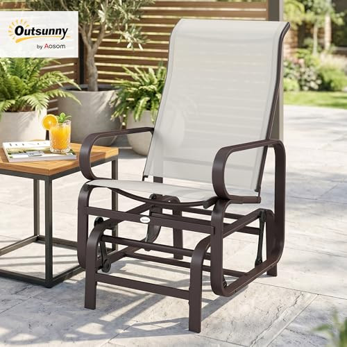 Outsunny Outdoor Glider Chair Smooth Gliding Mechanism B07N7DG5BF - Beige