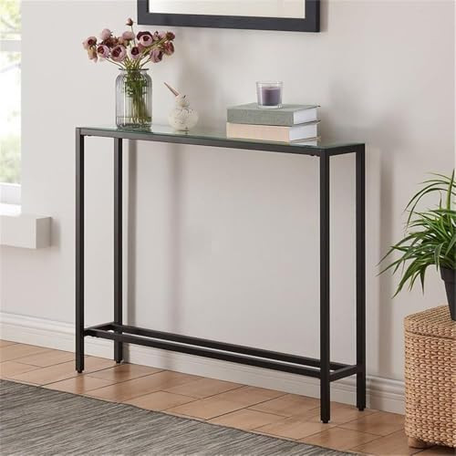 SEI Furniture Darrin 36" Glass Top Console Table B081X6F4K7 - Black