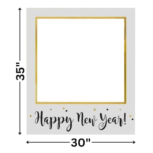 Stunning New Year's Eve Photo Booth Frame 35" x 30" X0033X2YFV - White New