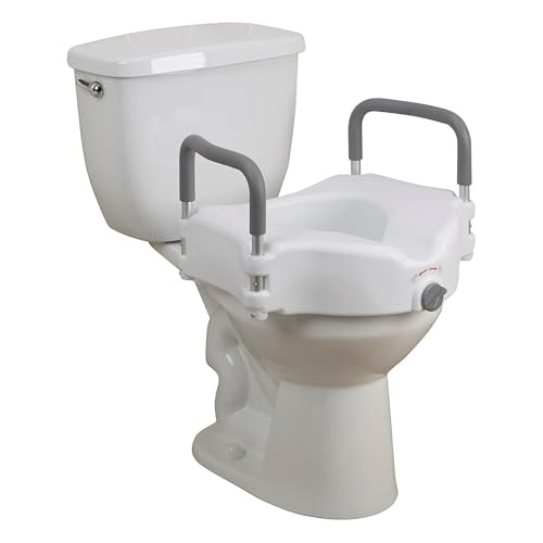 Drive Medical 2-in-1 Raised Toilet Seat with Removable Padded Arms - X004O7C9ZZ New