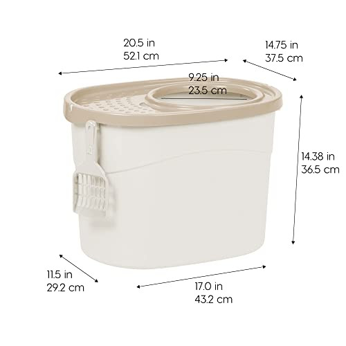IRIS USA Large Top Entry Cat Litter Box Hooded Privacy B076YR7VT2 - Beige New