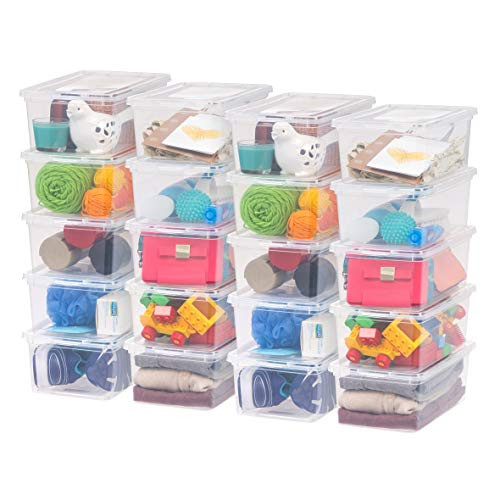 IRIS USA 20-Pack 6 Qt Storage Bins with Lids, Clear, Stackable B07DFBSTFR New