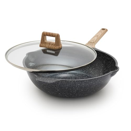 GREENLIFE NONSTICK 12” 5QT WOK WITH LID PFAS-FREE CC009252-001 - GRANITE BLACK