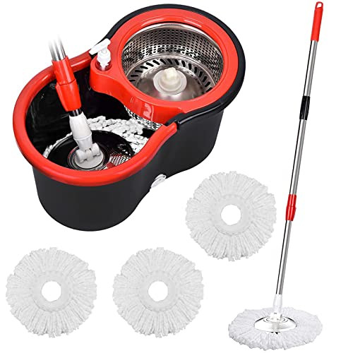 B092PWGZPY Mop and Bucket Set, 360° Spin Mop and Bucket with Wringer Set New