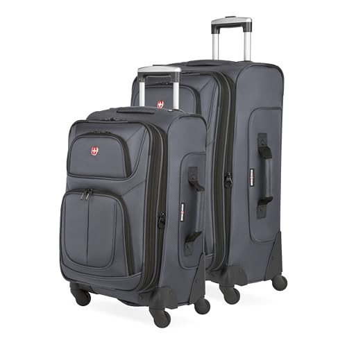 SWISSGEAR Sion Softside Expandable Spinner Luggage Dark Grey 2-Piece Set New