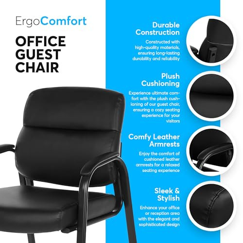 Oline Leather Guest Chair Padded Arms Reception Meeting Conference Waiting Room New