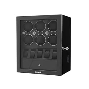 DUKWIN Watch Winder 6 Automatic Lockable High-Gloss Piano Lacquer B0B2JXSQKX New