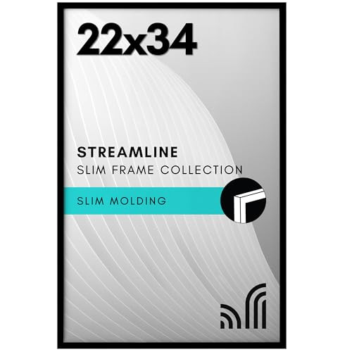 Americanflat 22x34 Poster Frame - Slim Molding - Black New