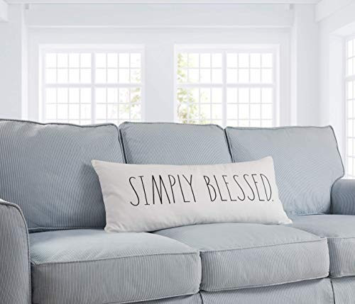 Rae Dunn 14" x 35” Decorative Pillow Simply Blessed Embroidered B0899J4QWT - New New