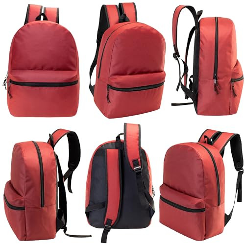 Moda West 24-Pack 17" Backpacks Bookbags Bulk Students 12 Assorted Colors New