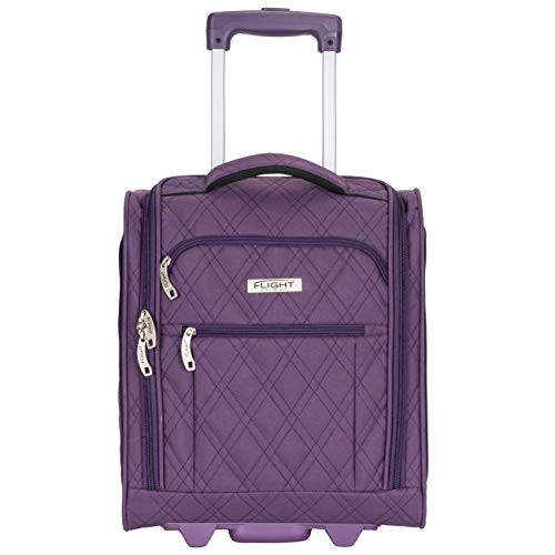 Flight Knight 16.5" Carry On Suitcase Small Rolling Tote Bag - Purple Quilted New