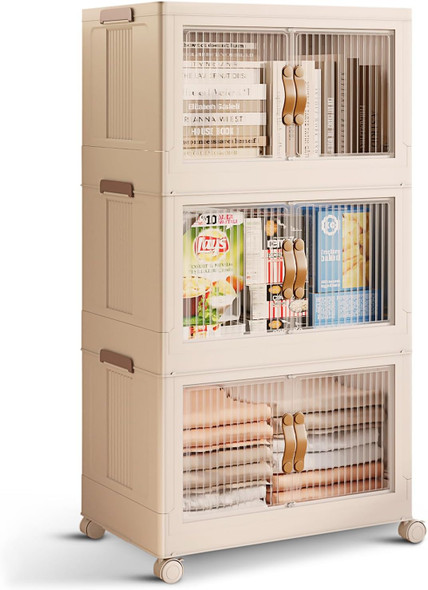 HEARTH & HARBOR 3 PACK STACKABLE STORAGE BINS WITH LIDS 21 GAL 84.5 QT - WHITE