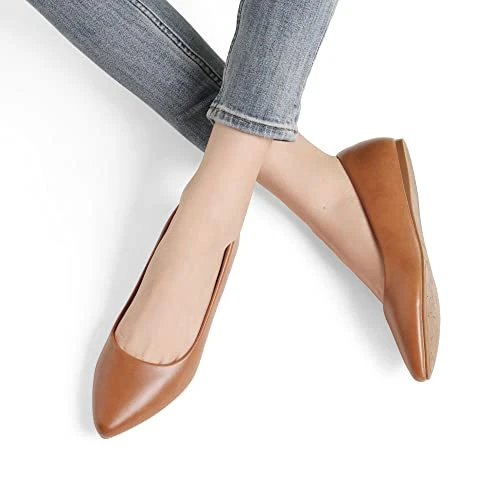 B06Y6HYR2M DREAM PAIRS Women's Dress Ballet Flats,Size 8,Tan/Pu