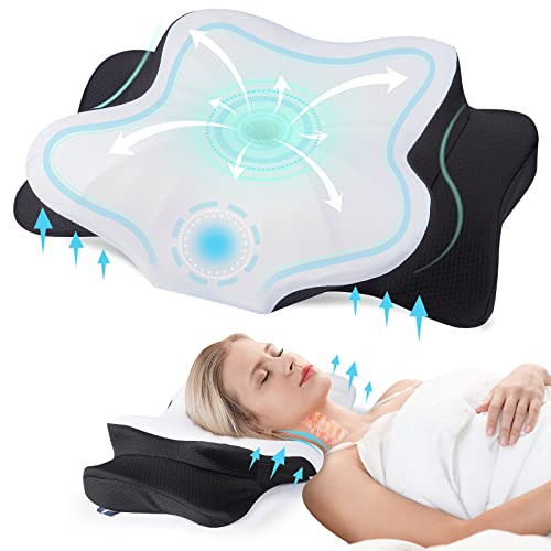 DONAMA CERVICAL PILLOW FOR NECK AND SHOULDER KING SIZE BLK WHITE New
