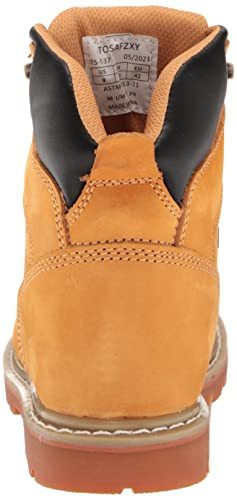 TOSAFZXY WORK SAFETY BOOTS MEN CRAZY-HORSE LEATHER WATERPROOF NON-SLIP YELLOW 9