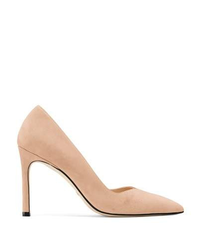 STUART WEITZMAN SUEDE PUMPS POINTED-TOE - SIZE: WOMEN 9 - NEUTRALS