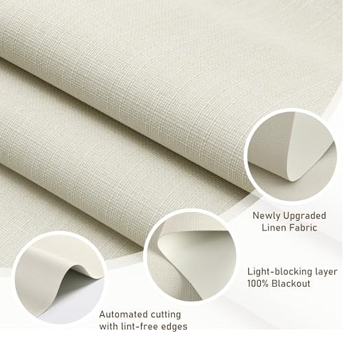 AOSKY CORDLESS BLACKOUT ROLLER SHADES, 23"W X 72"H - LINEN BEIGE