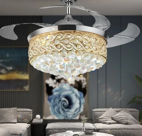 EFPERFECT 42" CRYSTAL CELING FAN WITH LED LIGHTS (110V) DS-FZ97 - SILVER New