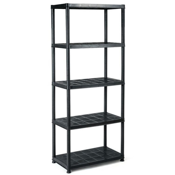 COSTWAY 5 TIER PLASTIC UTILITY RACK STORAGE SHELVING ORGANIZATION - BLACK