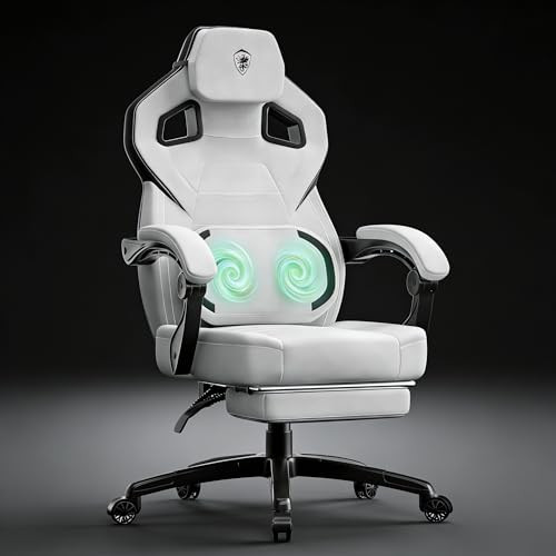 DOWINX FABRIC GAMING CHAIR, FOOTREST, 350LB BIG AND TALL GAMER CHAIR - DEEP GRAY