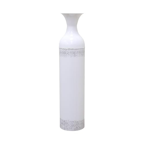Hosley 24"H White wash Metal Bottle Floor Vase - B07YVMB95Q New