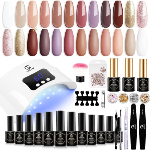 MEFA Fall Winter Gel Nail Polish UV Light Pastel 12 Colors Kits B08R5J5RQ9