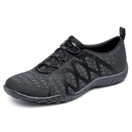 100301 Skechers Women's Breathe Easy - Infi Knity, Black, Size 7
