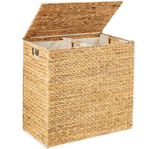 Best Choice Products Large Double Laundry Hamper with Lid - Natural New