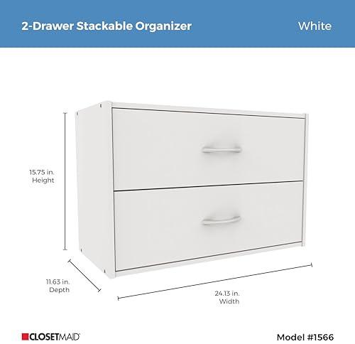 ClosetMaid 1566 Stackable 2 Drawer Horizontal Organizer - White New