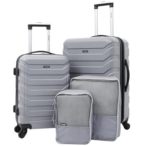 WRANGLER 4 PIECE MIAMI LUGGAGE AND PACKING CUBES SET, SHARKSKIN - SHARKSKIN New