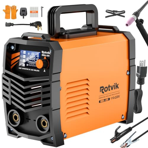 Rotvik 200Amp Stick Welder Large LED Display 110V/220V Dual Voltage - Orange