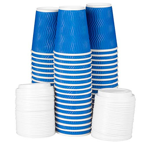 Ilyapa 12 oz to Go Coffee Cups with Lids - 100 Disposable, Recyclable - 2 Packs New