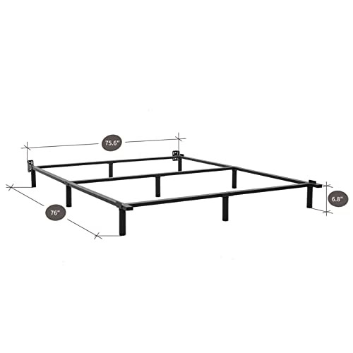Mofesun Metal Bed Frame King Tool Free Easy Assembly 9-Leg Base - Black