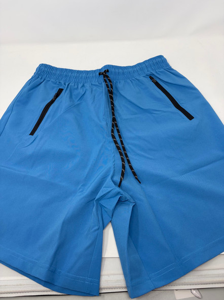 JUMP START MEN'S PERFORMANCE TRAINING SHORTS ZIPPER POCKETS SIZE: S - LIGHT BLUE