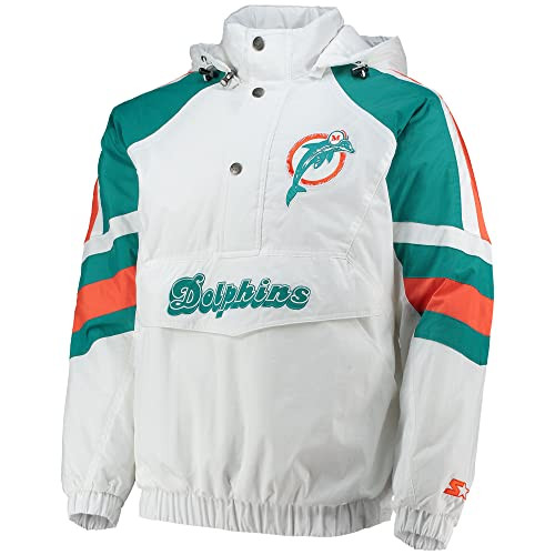 Starter White/Aqua Miami Dolphins Thursday Night Lights Half-Snap Hoodie Size: L New