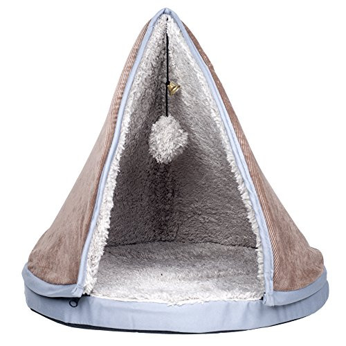 PETMAKER Sleep and Play Cat Bed with Removable Teepee Top - Tan New