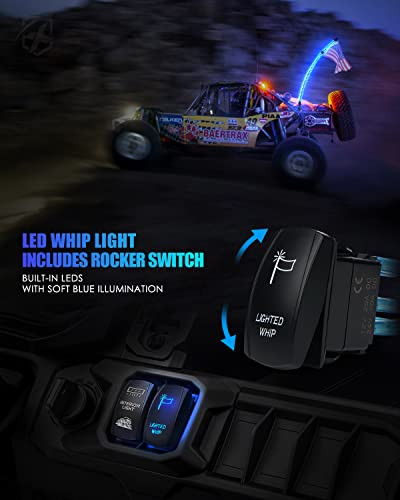 Xprite 4FT Blue LED Spiral Whip Lights Warning Safety Flexible Whips New